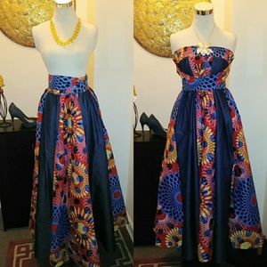 SOLD OUT!!!!!  Denim & print maxi skirt